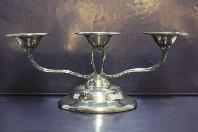 Kerzenleuchter, Antik, 20. Jh., Metall versilbert, Tischdeko #1361