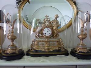 Uhr, Pendule, mit 2 Beistellern, Medaille Dargent Vincenti & Cie. 1855 #4027