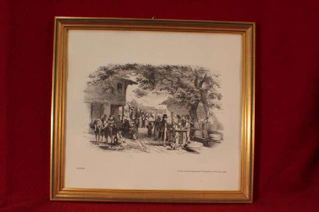 Bild, Senner auf dem Käsemarkt, Holzstich um 1853, signiert #1071