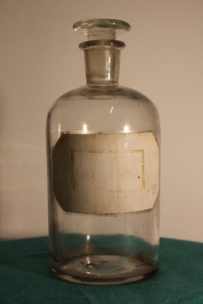 Apothekenflasche, Glasflasche, Vorratsglas, Laborglas mit Glasstopfen, Vintage #6280