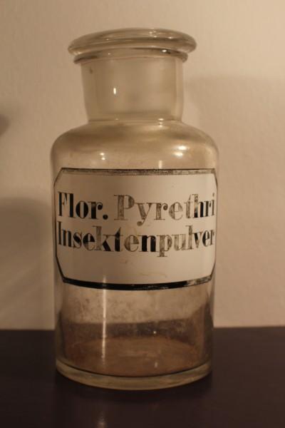 Apothekenflasche, Glasflasche, Vorratsglas, Laborglas mit Glasstopfen, Vintage #6285