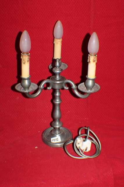 Tischlampe, Barock, 3-flammig aus Zinn, geprüft #1512