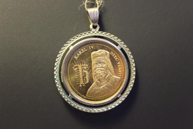 Anhänger, Silber 835 Münze Gold, Karel IV Otec Vllasti #8068