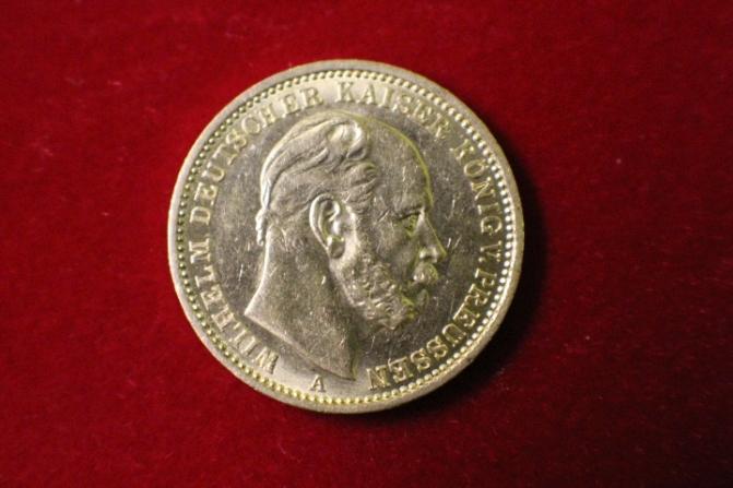 Münze 20 Mark Gold Kaiserreich Preussen, Wilhelm I, Reichsadler, Deutsches Reich 1878 #3132 240