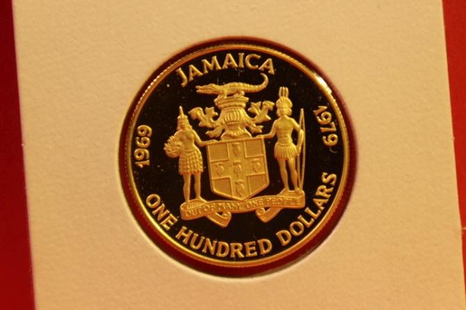 Münze 100 Dollar Jamaica Gold pp 1979, 26mm #3200 2404