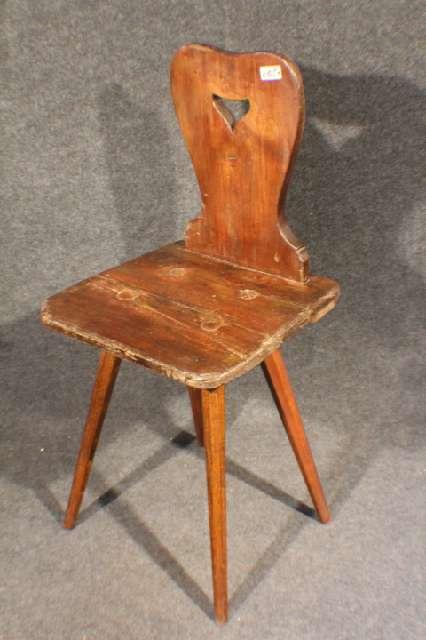 Stuhl, bäuerlicher Brettstuhl um 1850, Weichholz, wohnfertig #2051