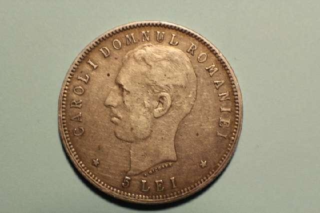 Münze 5 Lei, Rumänien, CAROL I, Wappen 1906, Silber #3024
