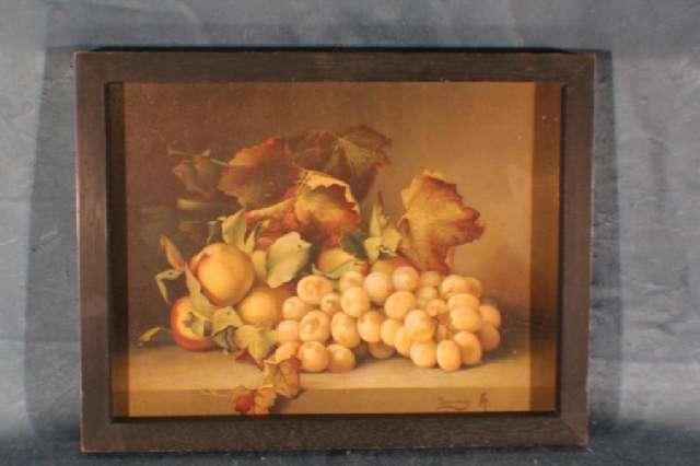Bild, Trauben und Apfel, Stillleben, Litographie #4152