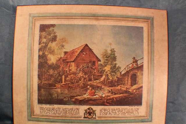 Bild, Wassermühle am Bach, Lithographie auf Spanplatte, 20. Jh. #4175