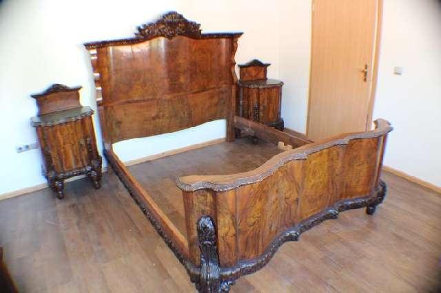 Bett, französisches Doppelbett, Danziger Barock, mit Nachtkasten# 4336