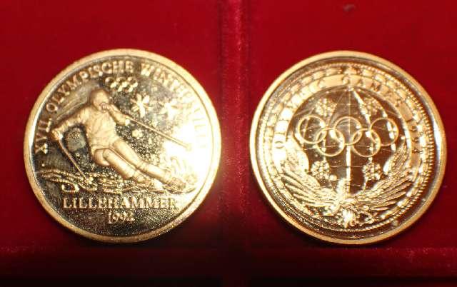 Medaille, Olympische Spiele Slalom, Lillehammer 1994, vergoldet #5094