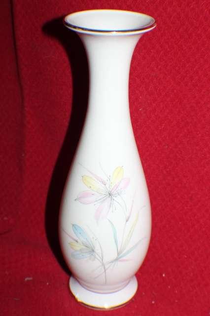Vase, Porzellanvase mit Blumendekor und Goldrand #0065
