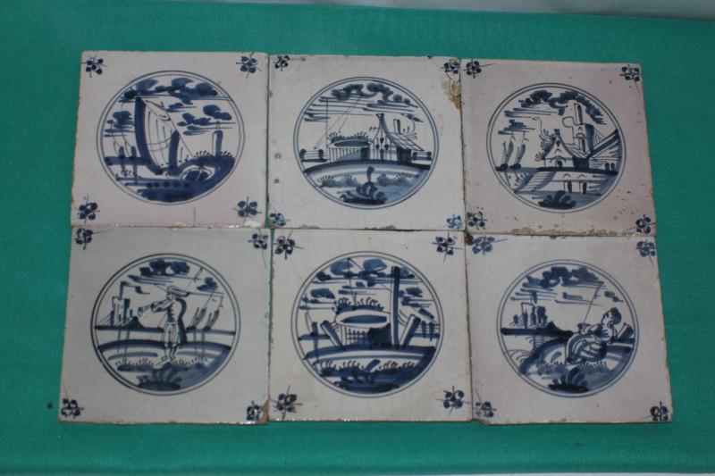 Keramikfliese SET mit verschiedenen Motiven, Tischdeko, blau weiß #1549