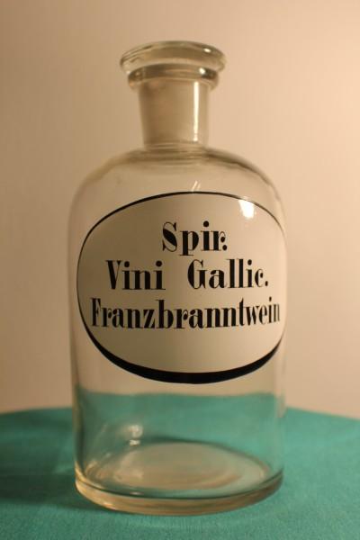 Apothekenflasche, Glasflasche, Vorratsglas, Laborglas mit Glasstopfen, Vintage #6268