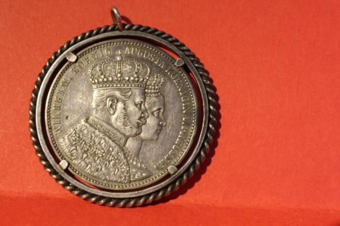 Anhänger Silber Krönungs Thaler Münze 1861 #8104