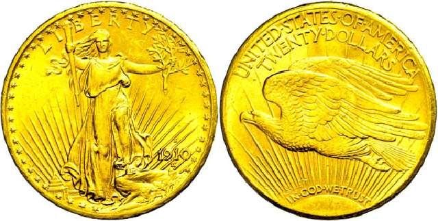 Münze 20 Dollar  USA  1910  Gold St. Gaudens/Double Eagle  #3165  2404