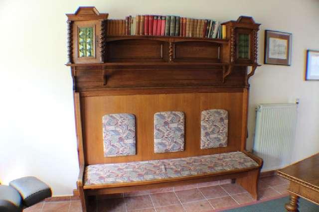 Sofa, Barock, Gründerzeit um 1910, Überbau mit Zopfsäulen, Eiche, wohnfertig #5058