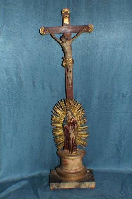 Kreuz, Kruzifix, Jesus am Kreuz mit heiliger Madonna und Heiligenschein, Ende 18. Jh. #5188